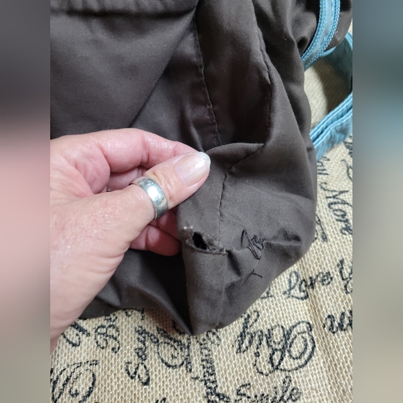 Used pretty greyish blue shoulder bag with silver tone hardware good cond - Picture 9 of 12